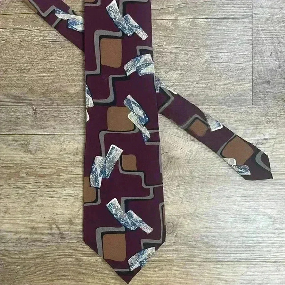 Vintage Christian Dior Men's Tie Geometric 80s 90s 100% Silk 3.5" - Picture 8 of 10